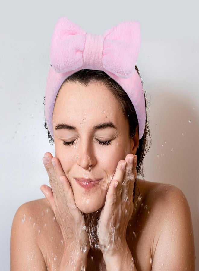 Aeaocvo 20 PCS Spa Headband Bulk, Pink Spa Headbands for Women, Hair Band for Washing Face Beauty Shower Skincare, Elastic Bowknot Make up Headband - Image 5